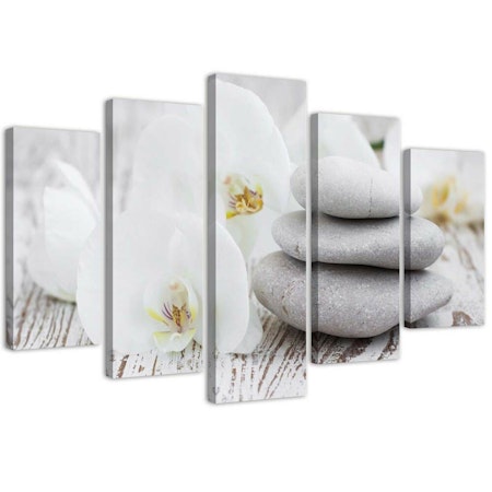 Ljuddämpande tavla - White zen orchid and stones