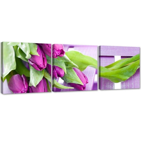 Ljuddämpande tavla - Purple tulips in a bouquet