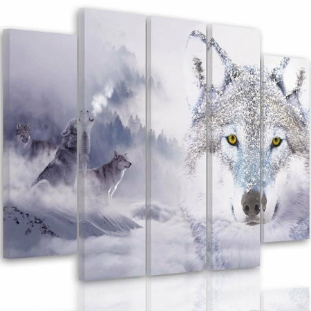 Ljuddämpande tavla - Wild wolf in the snow