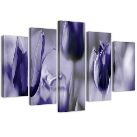 Ljuddämpande tavla - Purple tulips in a meadow