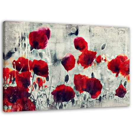Ljuddämpande tavla "art" - Painted red poppies on a black and white meadow