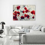 Ljuddämpande tavla "art" - Painted red poppies on a black and white meadow