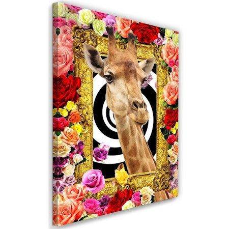 Ljuddämpande tavla - Giraffe and coloured roses