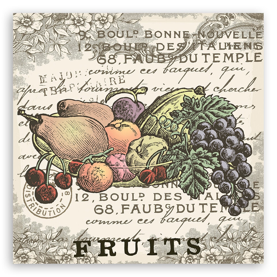 Ljuddämpande tavla - Fruits vintage