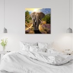 Ljuddämpande tavla - The elephant at sunset