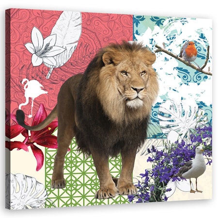 Ljuddämpande tavla "art" - Lion and birds collage