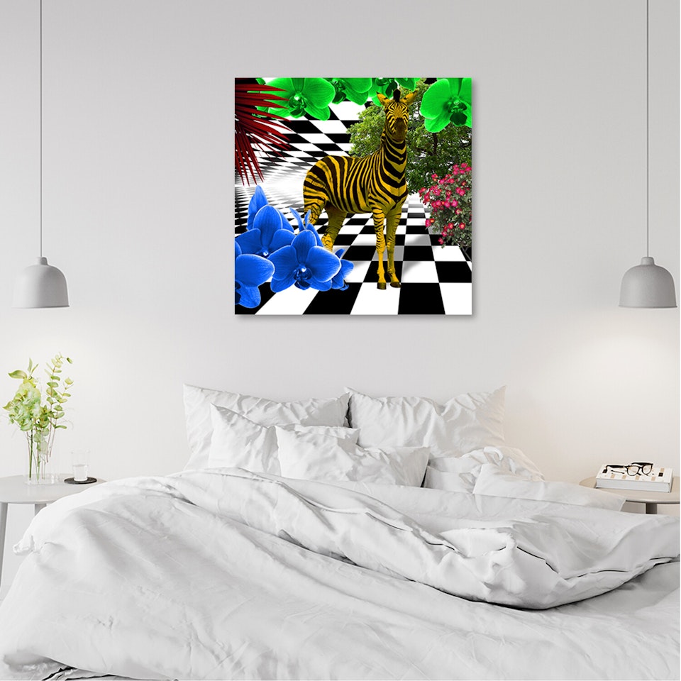 Ljuddämpande tavla - Colourful zebra
