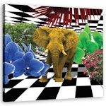 Ljuddämpande tavla - Colourful elephant