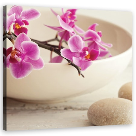 Ljuddämpande tavla - Pink orchids in bowl