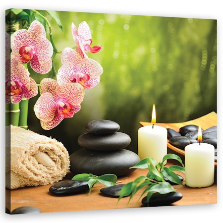 Ljuddämpande tavla - Orchid candles and zen stones