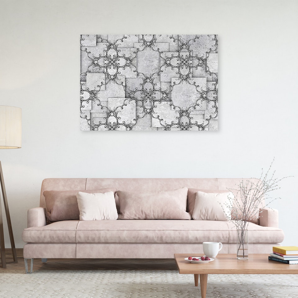 Ljuddämpande tavla - Oriental pattern on gray background