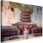 Ljuddämpande tavla - Japanese Geisha and temple