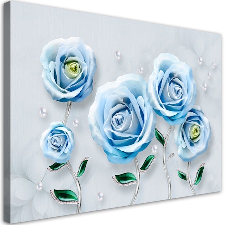 Ljuddämpande tavla - Blue roses 3D