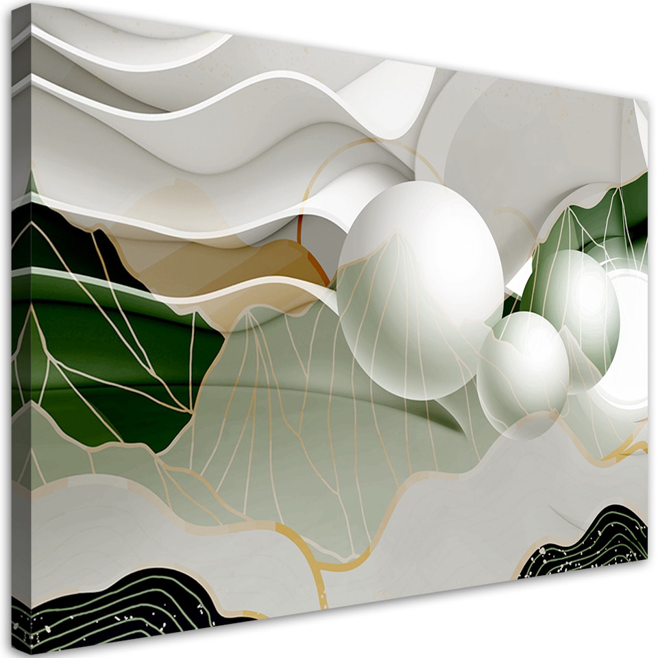 Ljuddämpande tavla - Green abstract with balls 3D