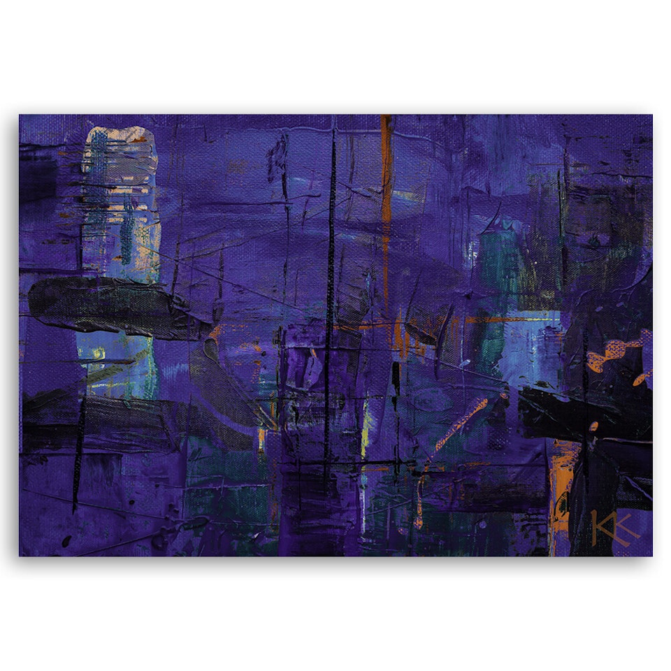Ljuddämpande tavla - Violet abstract hand painted