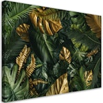 Ljuddämpande tavla - Golden tropical leaves