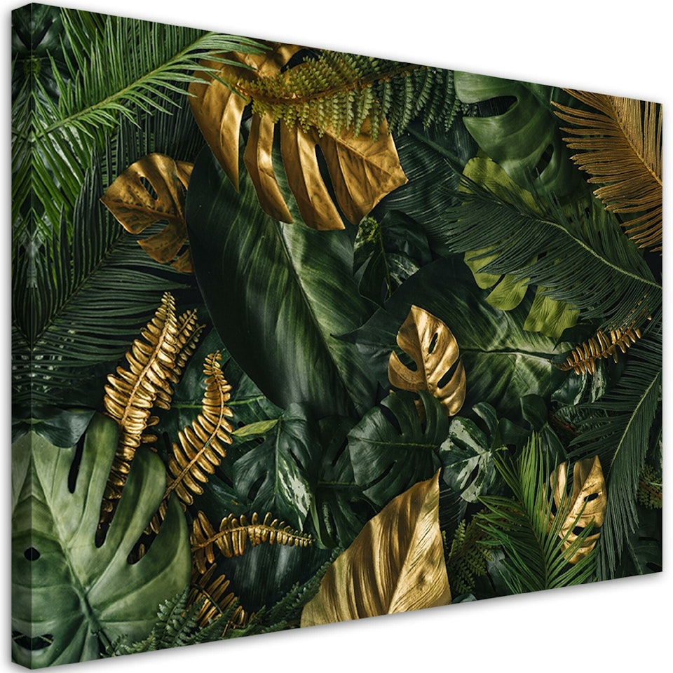Ljuddämpande tavla - Golden tropical leaves