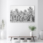 Ljuddämpande tavla - Black and white palm trees in the jungle
