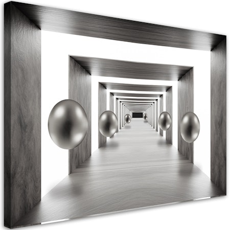 Ljuddämpande tavla "art" - Tunnel silver balls 3D