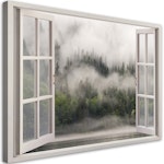 Ljuddämpande tavla "art" - Window Foggy Forest Lake