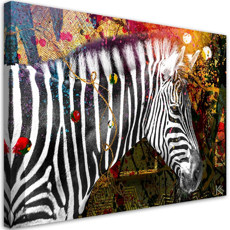 Ljuddämpande tavla - Zebra on colourful background