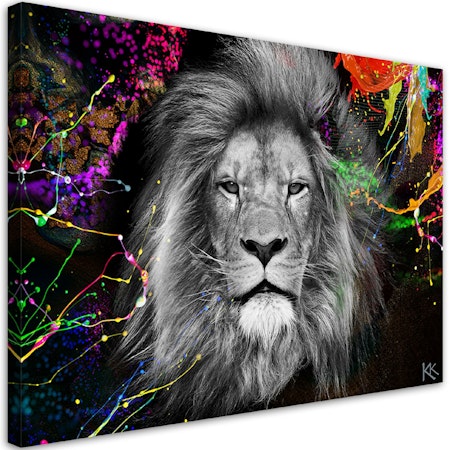 Ljuddämpande tavla - Colorful lion abstract