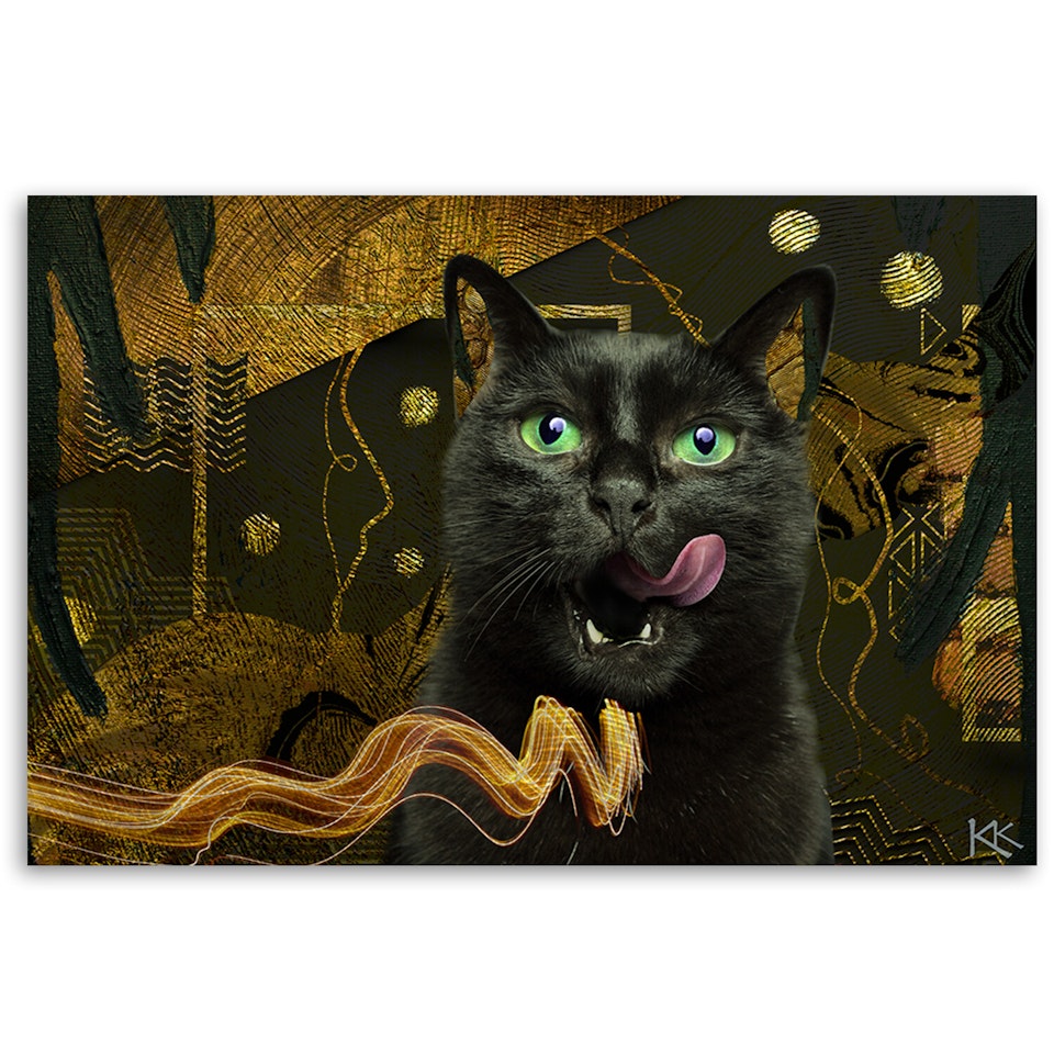 Ljuddämpande tavla "art" - Black cat Gold abstract