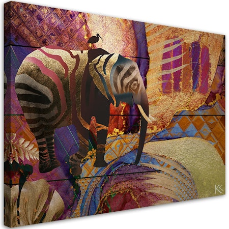 Ljuddämpande tavla - Golden elephant on abstract background