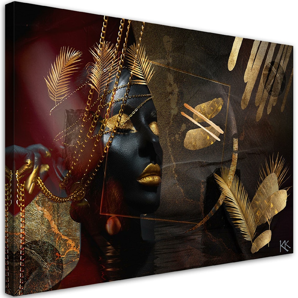 Ljuddämpande tavla - African Woman Gold Abstract