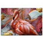 Ljuddämpande tavla - Pink flamingo on abstract background