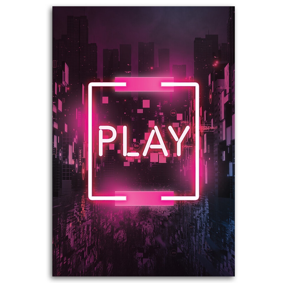 Ljuddämpande tavla - Pink writing PLAY for gamers