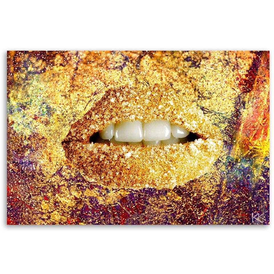 Ljuddämpande tavla - Abstract gold lips