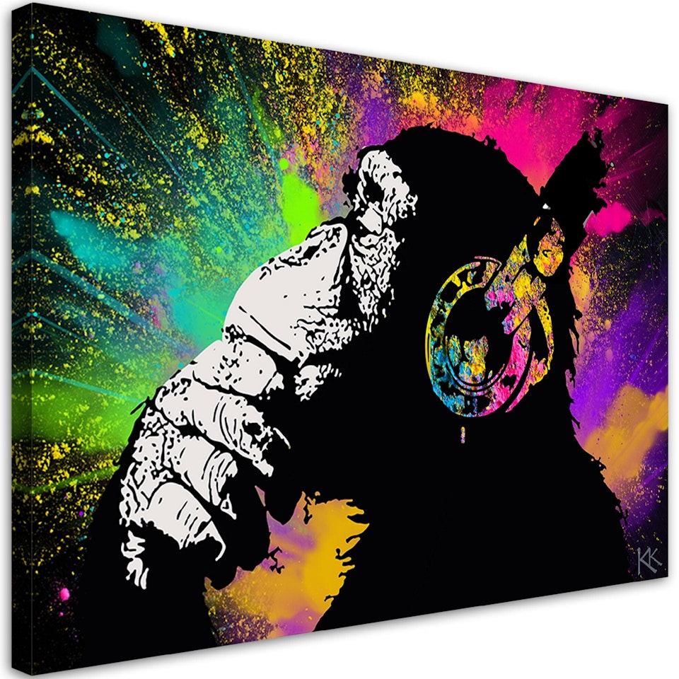 Ljuddämpande tavla "art" - Banksy colourful monkey