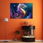 Ljuddämpande tavla - Neon seahorse