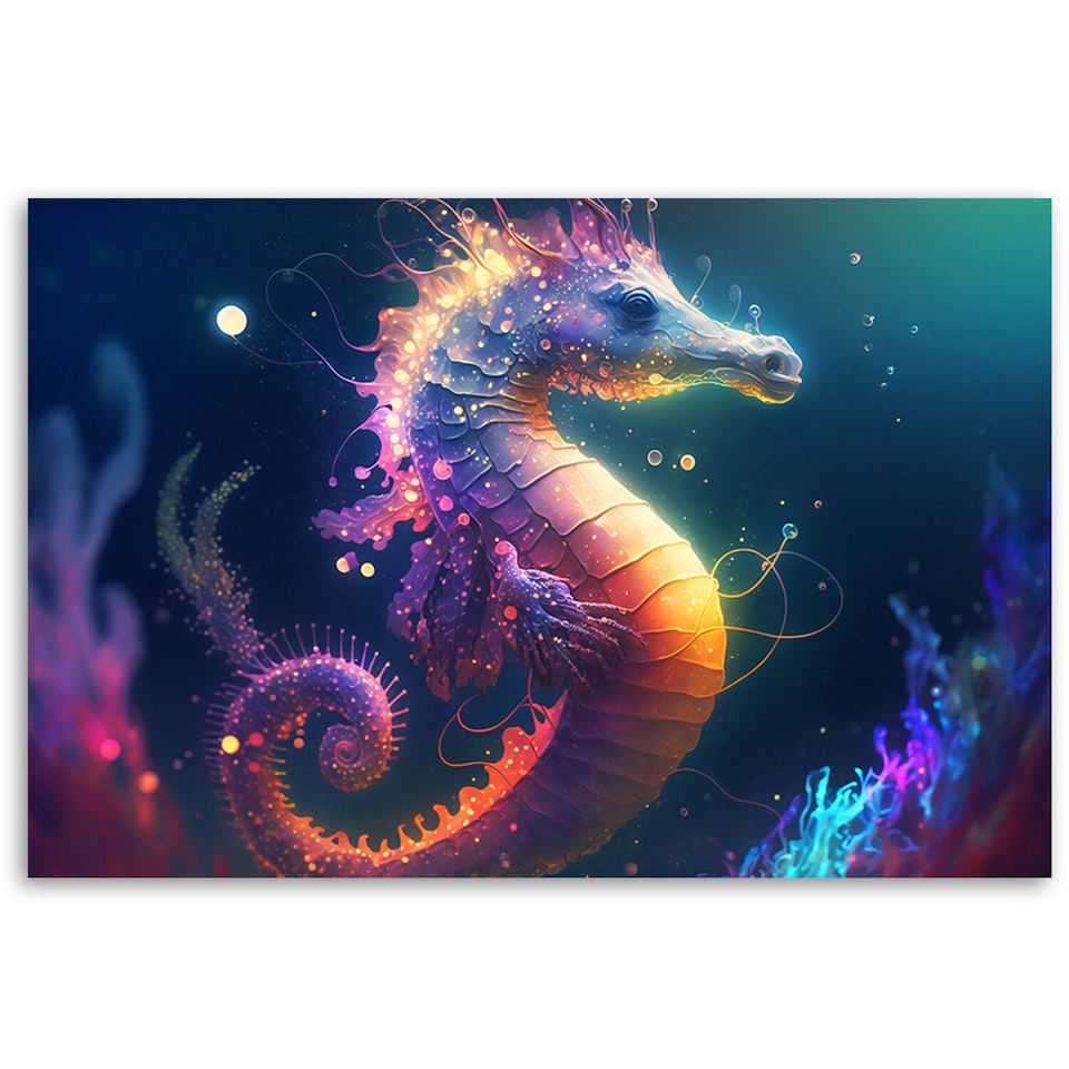 Ljuddämpande tavla - Neon seahorse