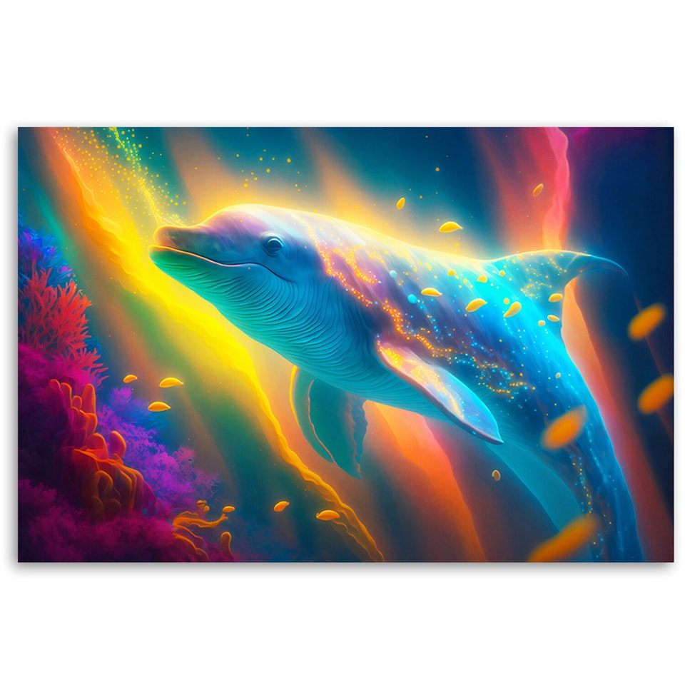 Ljuddämpande tavla - Neon whale