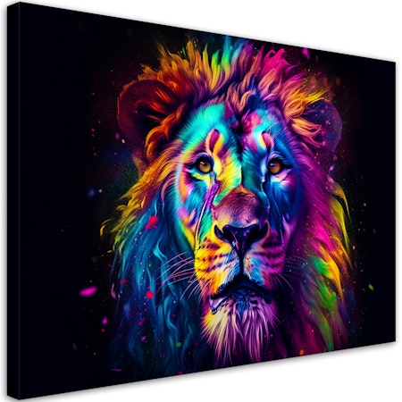 Ljuddämpande tavla - Colour Neon Portrait Lion Ai