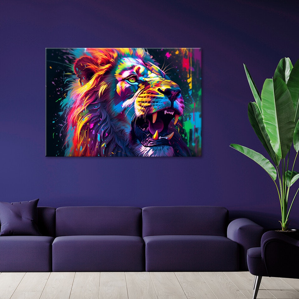 Ljuddämpande tavla - Lion Neon Abstraction