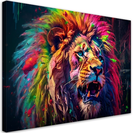 Ljuddämpande tavla - Neon Lion Coloured