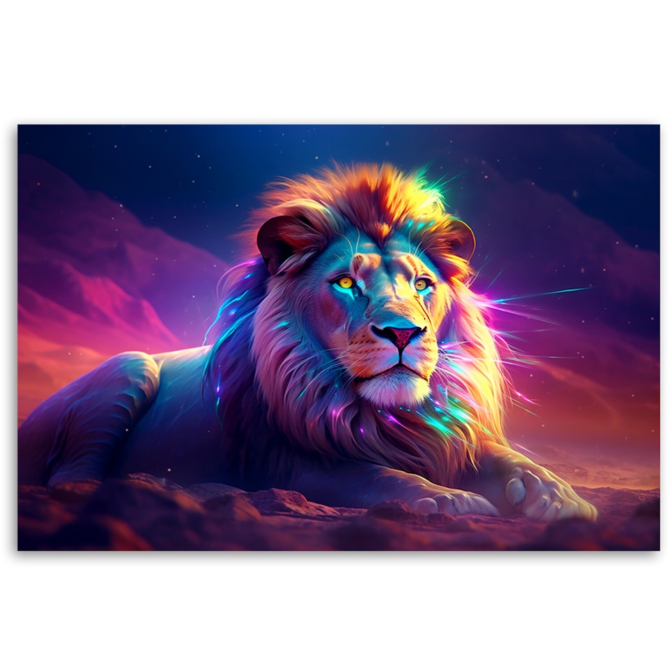 Ljuddämpande tavla - Neon Lion Africa