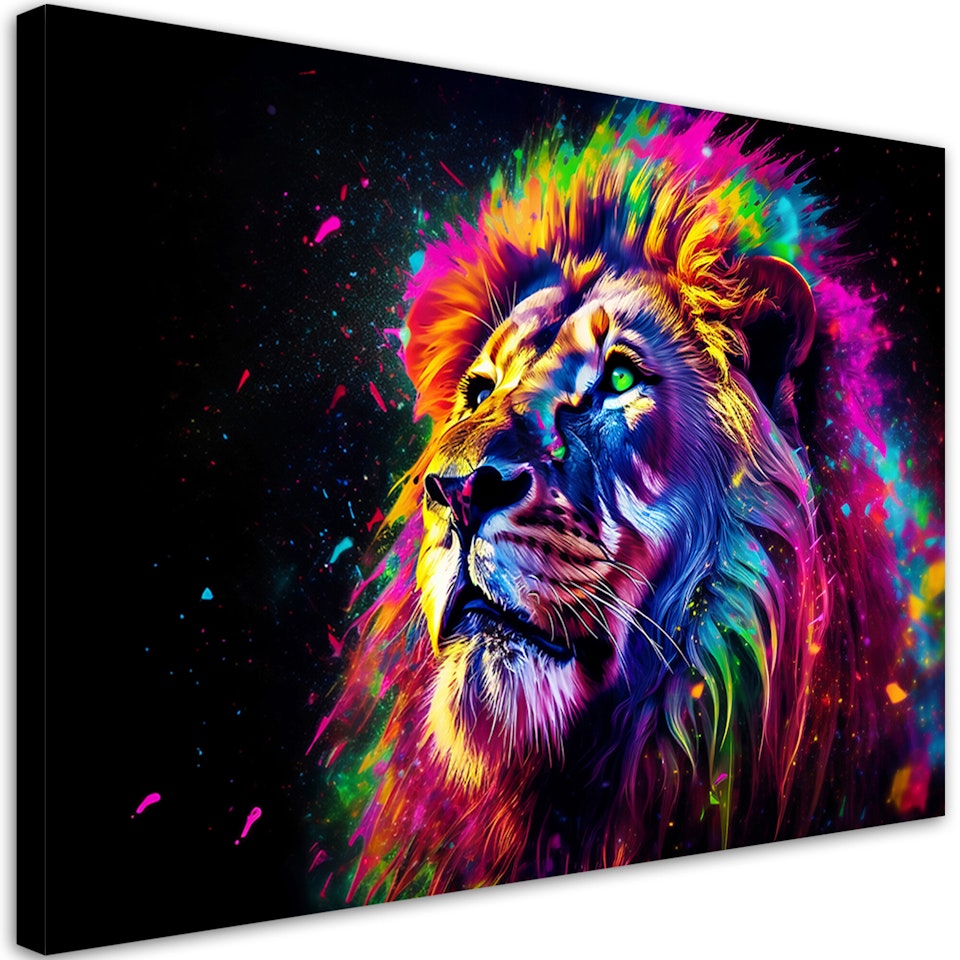 Ljuddämpande tavla - Neon Lion Coloured