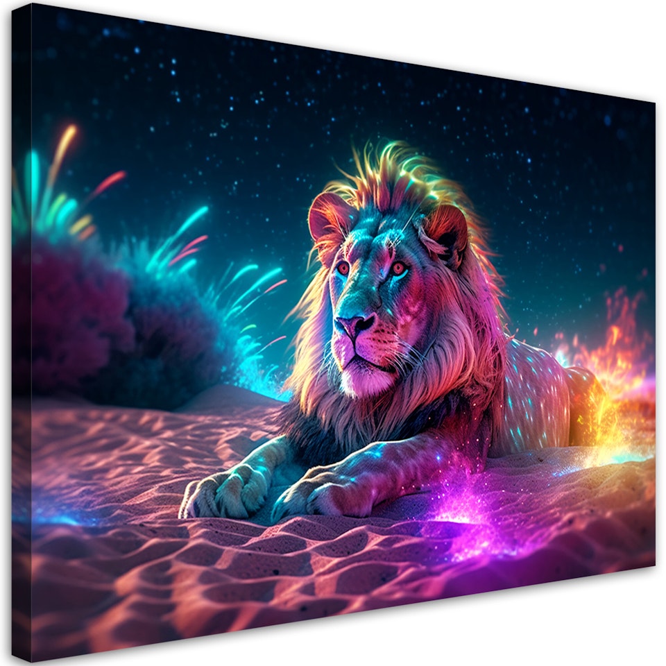 Ljuddämpande tavla "art" - Neon Lion Nature Abstraction