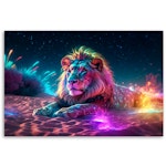 Ljuddämpande tavla "art" - Neon Lion Nature Abstraction
