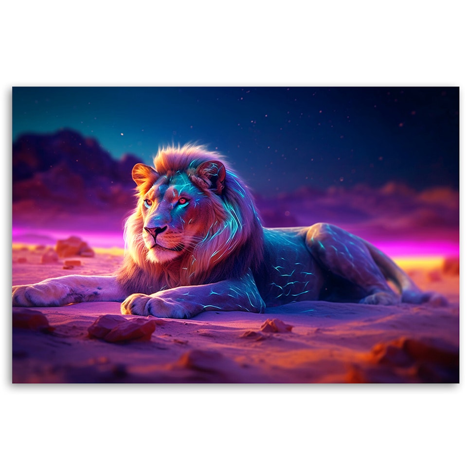 Ljuddämpande tavla - Lion Nature Animal Neon