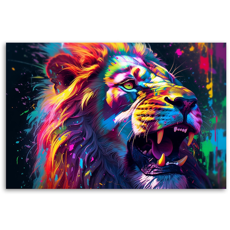 Ljuddämpande tavla - Lion Neon Abstraction