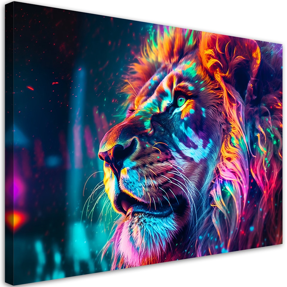 Ljuddämpande tavla - Neon Animal Lion Ai