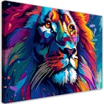 Ljuddämpande tavla - Coloured Neon Lion Abstraction