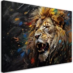 Ljuddämpande tavla - Lion on dark background