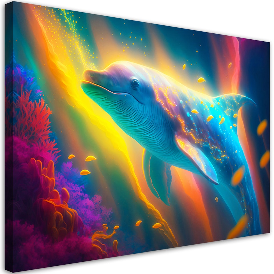 Ljuddämpande tavla - Neon whale