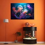 Ljuddämpande tavla - Jellyfish Neon Abstraction